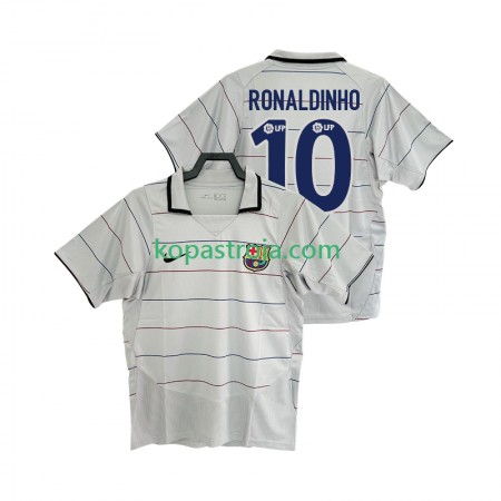 Billiga Fotbollströjor FC Barcelona RONALDINHO 10 2003 2004 Retro Borta tröja Kortärmad